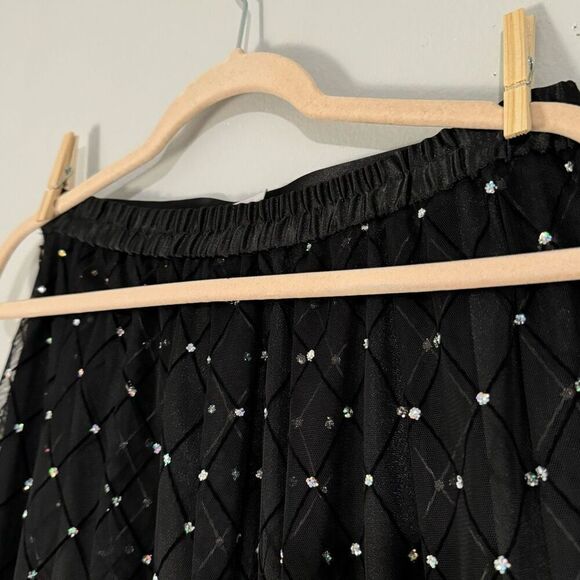 R&M Richards Vintage Sheer Chiffon Sparkly Glitter Dotted Glam Goth Midi Skirt 1 - Picture 7 of 9